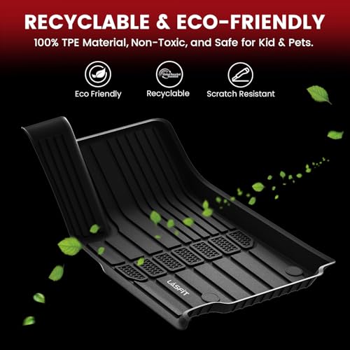 LASFIT Floor Mats & Trunk Mat for Jeep Grand Cherokee L 2021-2025 2026 7-Passenger (NOT Fit for 6-Passenger) All Weather TPE Custom Fit Car Mats Floor Liners Cargo Liner Cargo Mat Black - style: Grand Cherokee L 7 Seats 21-26