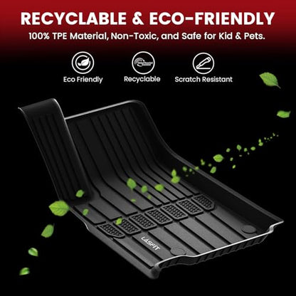 LASFIT Floor Mats for Jeep Grand Cherokee L 2021-2025 2026 (ONLY for 6-Passengers Without Center Console) All Weather TPE Custom Fit Car Mats Floor Liners 1st & 2nd & 3th Row, Black - style: Grand Cherokee L 6-Seat 2021-2026 Floor Mats