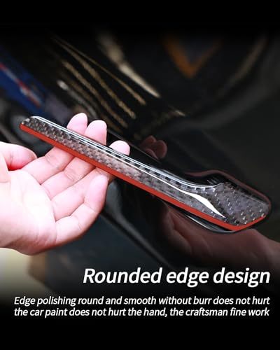 KKTR-CAR Door Handle Cover, Real Glossy Carbon Fiber Door Handle Trim Protector Set Compatible with Tesla Model y/Model 3 2017-2025 Black and red with drip (4 Pieces) - color: Real Glossy Carbon Fiber-Black and red