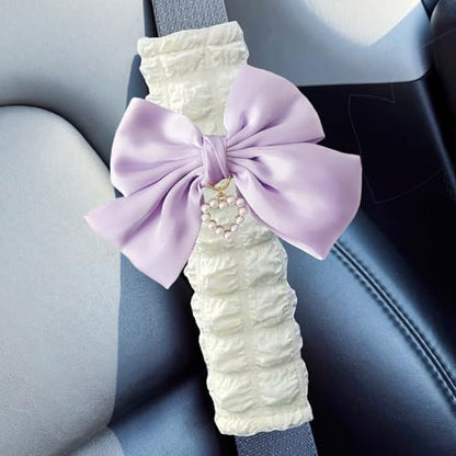 Fashion Big Bow Car Seat Belt Cover Pads (2 in a Pack), Car Accessories Seat Belt Shoulder Strap Protector Universal Seat Belt Cover (Purple) - color: purple
