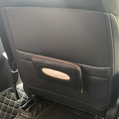 Car Tissue Holder, Sun Visor Tissue Holder, Car Visor Napkin Holder, PU Leather Backseat Tissue Case Holder for Car Vehicle with Zipper (Black) - color: Black
