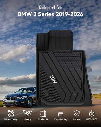 3W Floor Mats & Cargo Liner Custom Fit for 2019-2025 2026 G20 BMW 3 Series 330i Sedan, TPE All Weather Floor Liner for BMW 3 Series G20 1st and 2nd Row Full Set Car Mats (NOT for 330e/GT) - style: 5) 3 Series 2019-2026 | Full Set