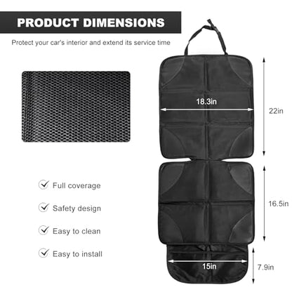 Car Seat Protection Pad, Waterproof 600D Fabric Auto Seat Cover with Thick Padding & Storage Pockets, Anti-Slip Large Protective Cover Mat for Most Vehicle Front Seats (Black) - color: Black
