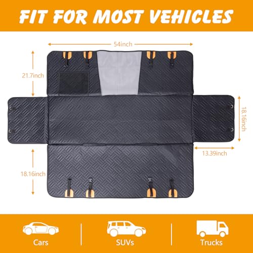 ondware Dog Car Seat Cover for Back Seat, 600D Waterproof Pet Hammock with Mesh Window and Side Flaps, Anti-Slip Dog Seat Protector for Cars, SUVs, Trucks, Scratchproof Easy-Clean