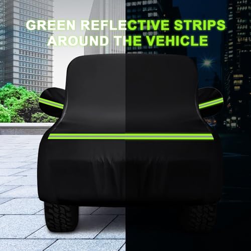 QUNSUNUS Car Cover for Land Rover Defender 90 1984-2016, Waterproof YJ/TJ 2 Door Car Covers with Cotton Lining, All Weather Cover with Straps and Zipper for Wind, Sun and Dust Protection - size: for Land Rover Defender 90/YJ/TJ 2-Door