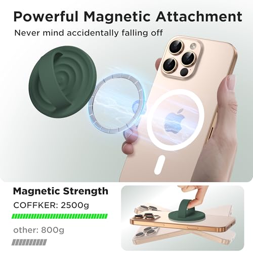 Magnetic Phone Grip Ring Holder, Liquid Silicone Magnet Cell Phone Grip Finger Loop, Compatible with Magsafe, Back of Phone for iPhone 17/16/15/14/13/12 Series, Alpine Green - color: Alpine Green