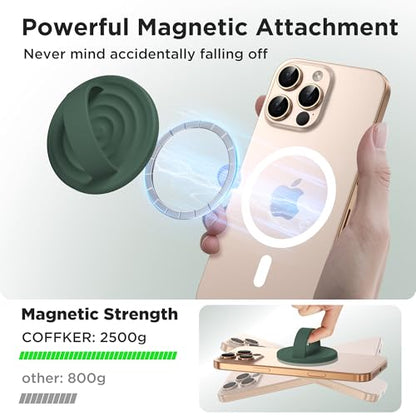Magnetic Phone Grip Ring Holder, Liquid Silicone Magnet Cell Phone Grip Finger Loop, Compatible with Magsafe, Back of Phone for iPhone 17/16/15/14/13/12 Series, Alpine Green - color: Alpine Green