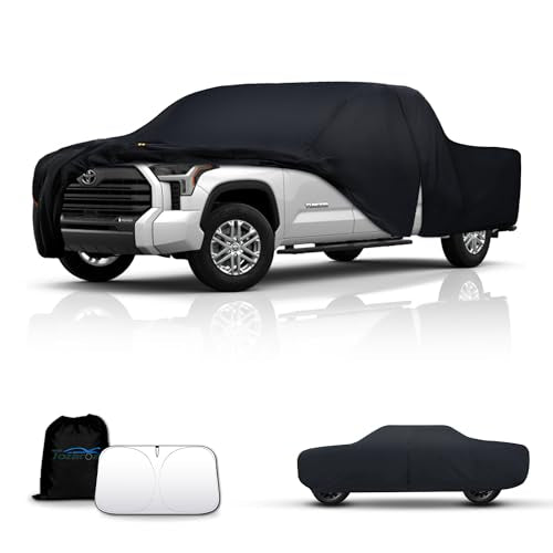 Waterproof Car Cover All-Weather, Heavy-Duty Outdoor Full Exterior Automobiles Snow Cover for Truck 221-228 inch with Sun Visor,Zippered & Storage Bag - Black - size: Fit Truck Length 211-228 inch(PK-L)