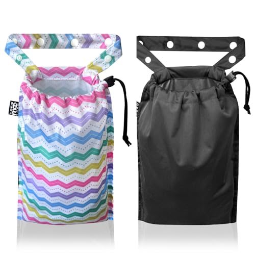 2 Pack Leakproof Car Trash Bags Detachable Waterproof Garbage Bags with Drawstring Hanging Organizer for Back Seat & Travel Black - color: Color Wave & Black