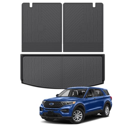 Rear Cargo Mat & Backrest Mat for 2020-2025 Ford Explorer 6&7 Seats All Weather TPE Seat Back Protector Trunk Cargo Liner for 2020 2021 2022 2023 2024 2025 Ford Explorer Accessories - color: Backrest Mat+Trunk Mat