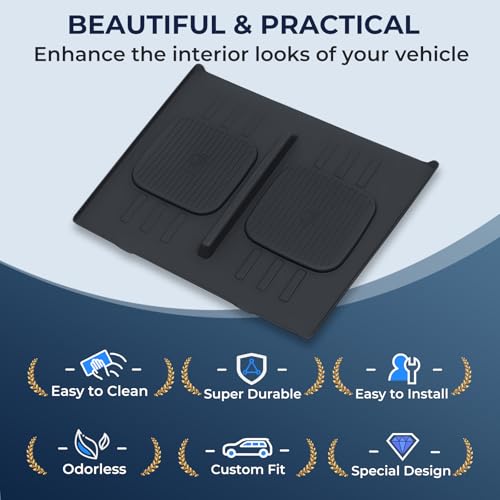 Center Console Wireless Charging Protective Mats for Hyundai Santa Fe 2024 2025 2026, Interior Accessories Silicone Non-Slip Anti-Dust Waterproof Pad, Black - style: Fits for Hyundai Santa Fe 2024-2026
