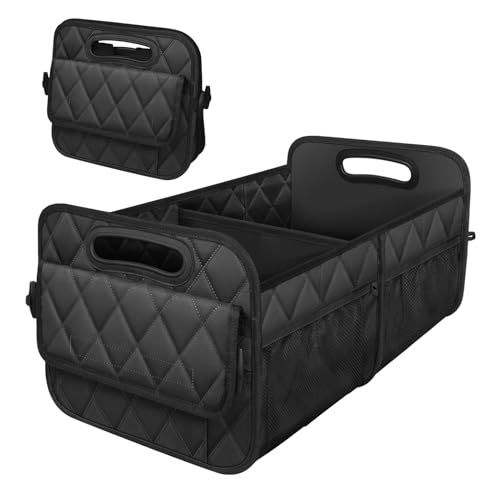 Deosk Car Trunk Organizer for SUV, Car Organizers and Storage with 6 Pocket, Car Accessories for Women/Men 50LWaterproof Polyester Trunk Organizer, Black - color: Black, size: Medium