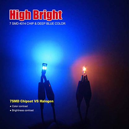 High Bright Deep Blue T5 37 74 PC74 PC37 LED Bulb with Twist Lock Socket for Dashboard Instrument Panel Gauge Cluster Light and Map Vanity Mirror Glove Box Indicator Light - color: Deep Blue