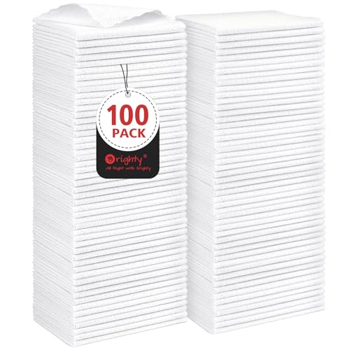 Orighty Cleaning Cloths, Shop Towels 100 Pack, Shop Rags Reusable, Microfiber Cleaning Rags Bulk for Cars, Multi-Purpose Lint Free Towels for Automotive, Mechanic, Kitchen, 11.5’’ x 11.5’’, White - color: White, size: 100 Pack