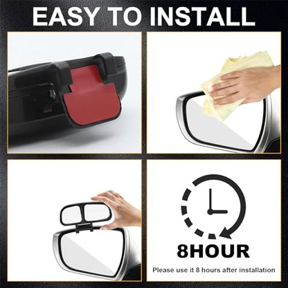 Blind Spot Mirror Adjustable 360 Degree Car Side Mirror, HD Glass Rear View Exterior Accessories Frame Thickness Less than 5MM for Car SUV (dual mirror left) - style: dual mirror left