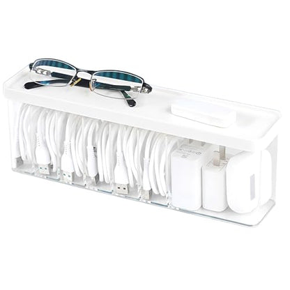 Charger Cable Cord Storage Organizer Box - 1 Pack With Lid - Easy Storage Without Cable Ties - style: Minimalist