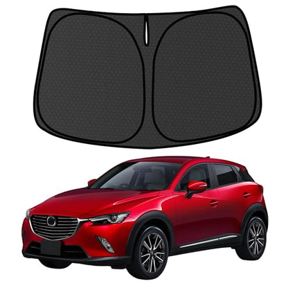 Customized Windshield Sun Shade for Mazda CX-3 2013-2025 Blocks UV Rays Accessories,1:1 Tailored Foldable Thickened Wear-Resistant Front Window Sunshade Visor,Keeps Your Car Cooler - size: FOR Mazda CX-3 2013-2025