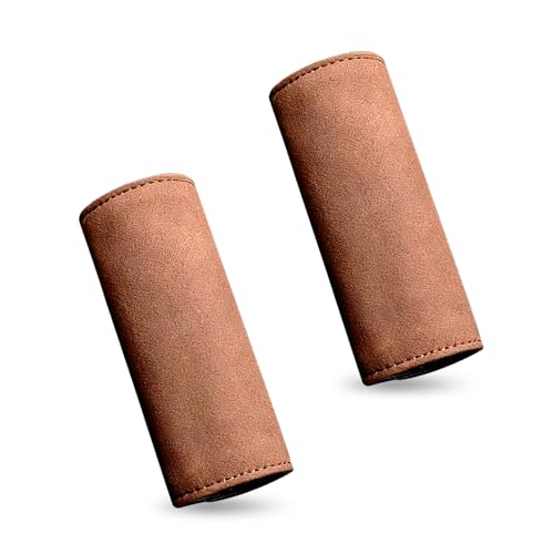 2 PCS Car Inside Door Handle Protectors, Anti-scratch Suede Leather Interior Trim, Non-slip Sweat-absorbent Handle Wrap with Hook & Loop, Interior Accessory for Cars Trucks Vans (Brown) - color: Brown