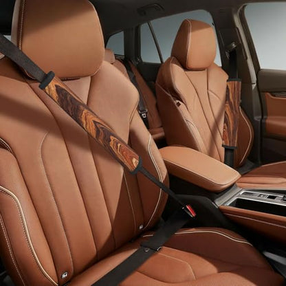 Wood Steering Wheel Cover Elastic Non-Slip Car Steering Wheel Covers with Seat Belt Shoulder Pad for Women Men - color: Wood