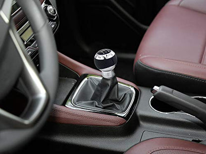 5 Speed Gear Shifter Knob, Leather Covered Aluminum Manual Car Stick Shift Handle Fit Most MT Transmissions, Silver - color: Silver