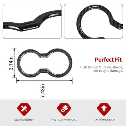 Jimen Fit for Ford Mustang 2024-2025, Center Console Front Cup Holder Cover Trim (Carbon Fiber) - color: Carbon Fiber