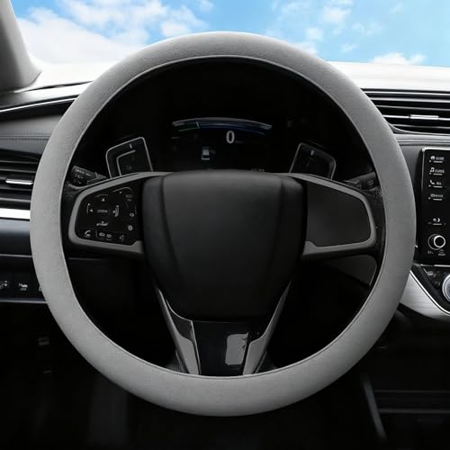 Car Steering Wheel Cover, Non-Slip Silicone Material, Universal Interior Accessories Soft Steering Wheel Cover for Women & Men, Suitable for Most Cars (Gray) - color: Gray