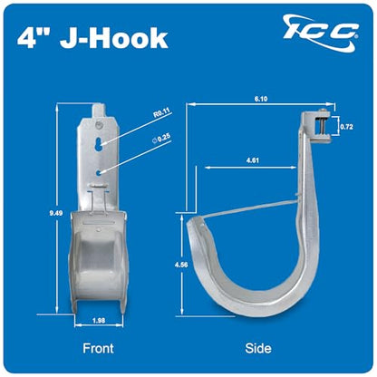 ICC - Beam Clamp with Retaining Clip for Structured Wiring, Galvanized Steel Cable Management Hooks, Rust Resistant, EIA/TIA Compliant, 4 Inch, 25 Pack - size: 10.16 cm, style: Beam Clamp