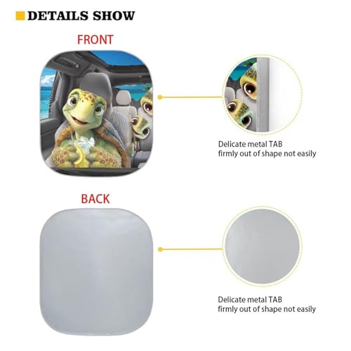 Car Windshield Sunshades,Cartoon Turtles Print 2 PCS Shade Reflective UV Rays Protector Keep Cool Visor Cover Foldable Retractable for Car Truck SUV - color: Cartoon Turtles