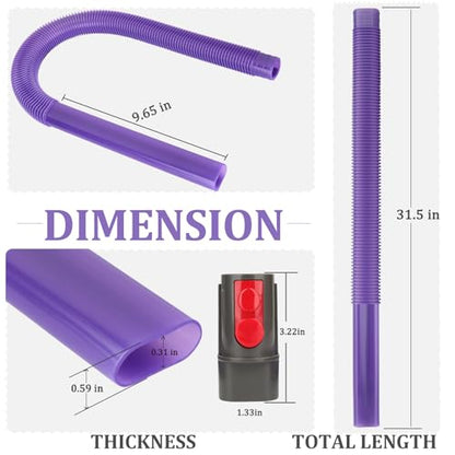 Fullclean Dryer Vent Lint Vacuum Attachments Hose for Dyson Gen5 V15 V15s V12 V11 V10 V9 V8 V7 Detect Absolute Cyclone Outsize Slim Nozzle Crevice Flexible Lint Removal Tool Dryer Vent Cleaner Kit - style: Dryer Hose Purple