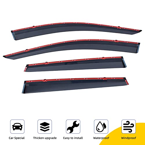 Window Visors Compatible with 2017-2022 Honda CRV CR-V Smoke Tint with Chrome Trim Outside Mount Tape On/Clip On Style PMMA Sun/Rain Guard Vent 4pcs - size: 17-22 CRV