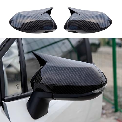 Blazeray Car Styling ABS Door Ox Horn Rear View Mirror Shell Cover Caps Trim Exterior Decoration Accessories for Toyota Corolla 2020 2021 2022 2023 2024 2025 With Signal Lights(Carbon Fiber) - color: Carbon Fiber, size: For Corolla 2020-2025