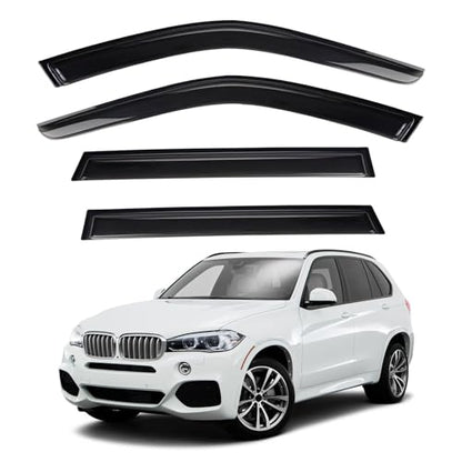 4pcs Smoke Tint Sun Rain Guard Vent Window Visors Compatible with 2014-2018 BMW X5 F15, Outside Mount Tape On Style Acrylic Set of 4 Front+Rear - size: Compatible with 2014-2018 BMW X5 F15