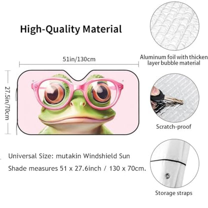 Funny Frog Car Sun Shade Windshield Sunshade Foldable Front Window Shield Cover for Truck SUV - color: Blue10