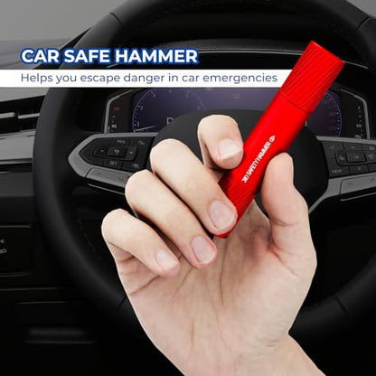 2 Pack Car Safety Hammer Car Window Breaker Seatbelt Cutter Emergency Escape Tool Car Glass Breaker for Land and Underwater Life-Saving Car Safety Kit Essentials Car Accessories (Red+Red) - color: Red+Red