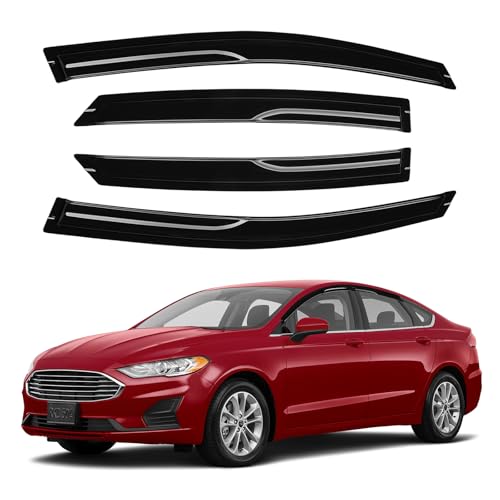Canvcle Fusfon Rain Guards - Window Visors for Ford Fusfon 2013-2020, Outside-Mount Tape-On Side Window Wind Deflectors for Fusfon Accessories, Vent Visors Shades Rainproof Black 4PCS - size: Ford Fusfon 2013-2020
