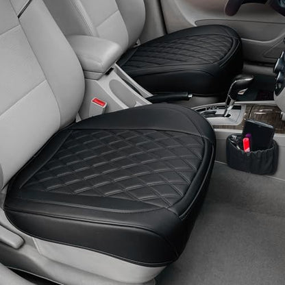 BEITK,2 Pack Leather Front Car Seat Cover Bottom Car Seat,Anti-Slip and Full Wrap Driver Car Seat Protectors Storage Pocket,Luxury Waterproof Bottom Auto Seat Cushion Pad MatMost Vehicles(Black) - color: black-2pcs