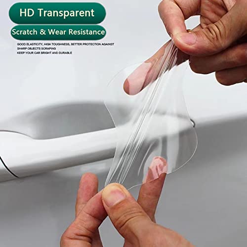 10Pcs Car Door Handle Scratch Protector Film Clear TPH Door Handle Cup Protector, Self-Adhesive Vinyl Anti-Scratch Cover, Universal Car Exterior Protection