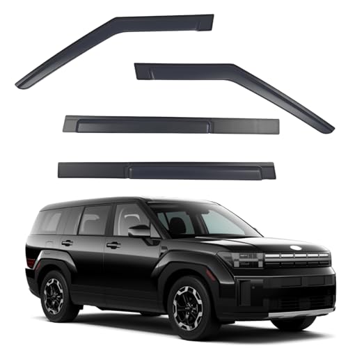Window Visors Rain Guards Compatible with Hyundai Santa fe 2024 2025 2026, Out-Channel Side Window Wind Deflectors Vent Shades Accessories, Dark Smoke 4 Pcs - size: 2024-2026 Hyundai Santa fe