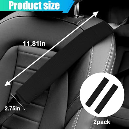 2PCS Long Car Seat Belt Cover Pads, Soft Mesh Seatbelt Shoulder Strap Protector Pad for Comfort Driving, Breathable Car Seat Belt Pad Harness Cushion Protect Your Neck and Shoulder (Black) - color: Black