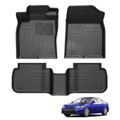 Powerty Floor Mats for Honda Civic Sedan 2022-2025 2026(NOT for Hybrid)/Acura Integra 2023-2025 All Weather TPE Custom Fit Car Mats Floor Liners 1st & 2nd Row, Black - size: 4)Honda Civic Sedan｜22-26｜1st & 2nd Row