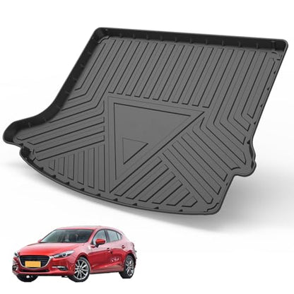 Elsetyler Custom Fit for Cargo Liner Mazda 3 Hatchback 2014-2018 - Black TPE All Weather Heavy Duty Waterproof Rear Cargo Tray Trunk Floor Mat Protector - color: Mazda 3 Hatchback 2014-2018