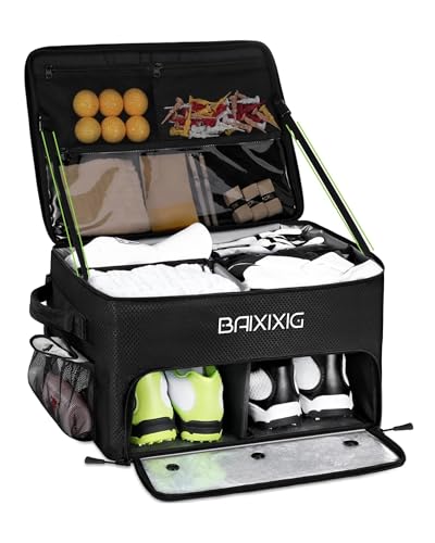 Golf Trunk Organizer, Waterproof Car Golf Locker with Separate Ventilated Compartment for 2 Pair Shoes, Golf Storage for Balls, Tees, Cap, Clothes, Gloves, Accessories, Gifts for Men, Women - color: Black
