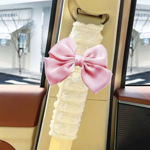 Fashion Big Bow Car Seat Belt Cover Pads (2 in a Pack), Car Accessories Seat Belt Shoulder Strap Protector Universal Seat Belt Cover (Pink) - color: pink