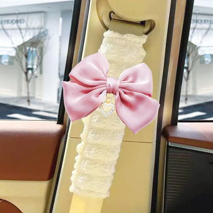 Fashion Big Bow Car Seat Belt Cover Pads (2 in a Pack), Car Accessories Seat Belt Shoulder Strap Protector Universal Seat Belt Cover (Pink) - color: pink