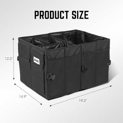 DNA Motoring Trunk Organizer for Car, 60L Large Capacity Foldable Trunk Organizer, Multi Compartment Car Trunk Organizer for Women Men, Black, TOOLS-00419 - style: 4 Compartments 2 mesh Pockets