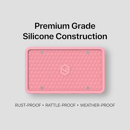 Rightcar Solutions Car Plate Frame, Silicone License Plate Frame, Rust-Proof Rattle-Proof Weather-Proof License Plate Holder for Front or Rear, Pink, 1 Pack - color: Pink