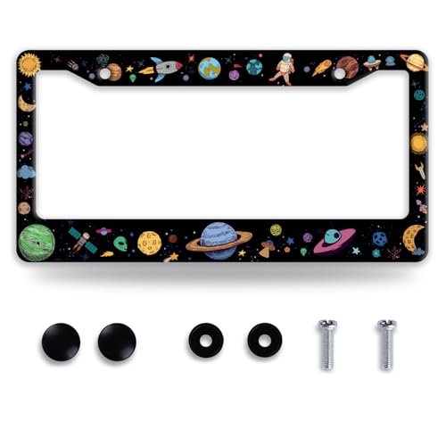 Universe Planet Astronaut License Plate Frame Funny Galaxy License Plate Frames for Car Decorative Parts Stainless Stee License Plate for Standard Us Canada License Plate Holder 12x6 Inch - color: Universe Planet Astronaut