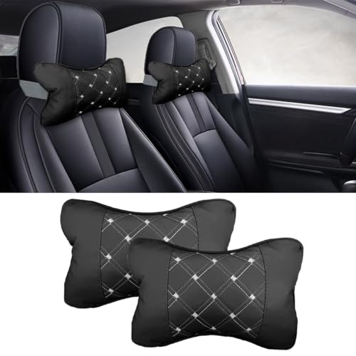 BDZMC 2PCS Car Neck Pillow, Breathable Car Head Neck Rest Cushion, Soft Pillow for Relieving Stiffness, Comfort Car Seat Neck Support Pillow (Black/White) - color: Black/White