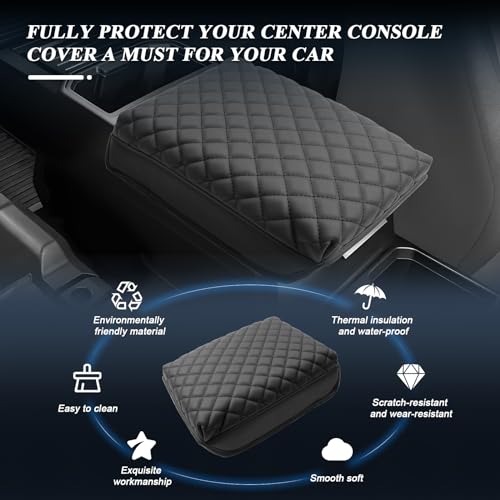 BIBIBO for 2025 2026 Toyota Tacoma Accessories Center Console Cover 2024-2026 Toyota Tacoma Armrest Cover 2024 Tacoma Console Lid 2024 2025 2026 Toyota Tacoma Arm Rest Pad Seat Box Cover - color: Black-B for 2024-2026 Toyota Tacoma