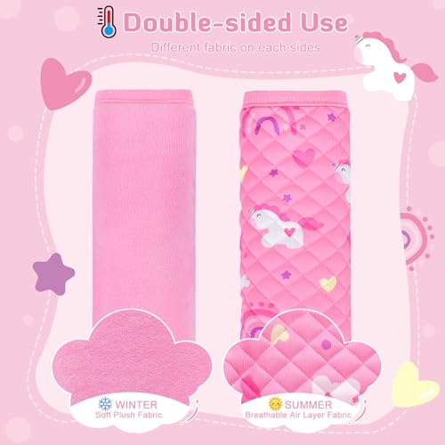 INFANZIA Car Seat Strap Covers for Infants Babies, Soft Carseat Shoulder Pads for Kids, Double-Sided Use Seatbelt Cushion Covers for Stroller, Pushchair & High Chair (Pink) - color: Pink